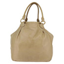 Miu Miu Tote Bag Leather Beige Gold Auth hk3064-2