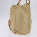 Miu Miu Tote Bag Leather Beige Gold Auth hk3064-4