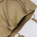Miu Miu Tote Bag Leather Beige Gold Auth hk3064-6