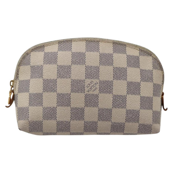 LOUIS VUITTON Damier Azur Pochette Cosmetic PM Pouch N60024 LV Auth hk3072