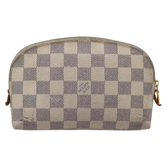LOUIS VUITTON Damier Azur Pochette Cosmetic PM Pouch N60024 LV Auth hk3072