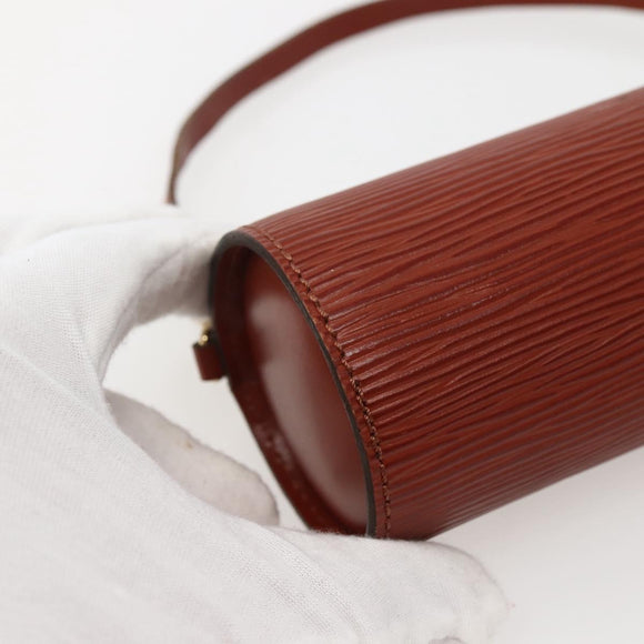 LOUIS VUITTON Epi Soufflot Pouch Accessory Pouch Brown LV Auth hk3075