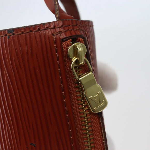 LOUIS VUITTON Epi Soufflot Pouch Accessory Pouch Brown LV Auth hk3075