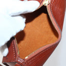 LOUIS VUITTON Epi Soufflot Pouch Accessory Pouch Brown LV Auth hk3075-17