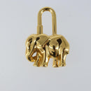 HERMES Elephant Cadena Charm metal Gold Auth hk3080-7