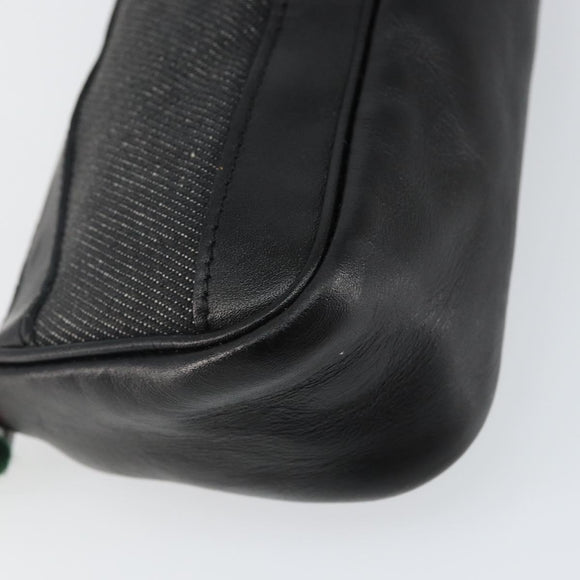 GUCCI Web Sherry Line Accessory Pouch Canvas Black Silver Red 92820 Auth hk3082