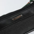 GUCCI Web Sherry Line Accessory Pouch Canvas Black Silver Red 92820 Auth hk3082-17