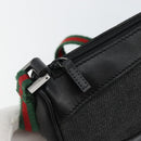 GUCCI Web Sherry Line Accessory Pouch Canvas Black Silver Red 92820 Auth hk3082-10