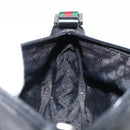 GUCCI Web Sherry Line Accessory Pouch Canvas Black Silver Red 92820 Auth hk3082-20