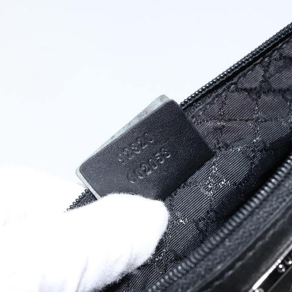 GUCCI Web Sherry Line Accessory Pouch Canvas Black Silver Red 92820 Auth hk3082