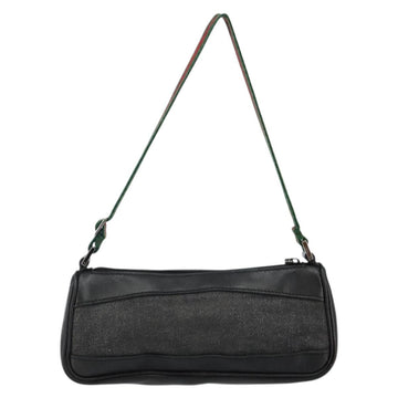 GUCCI Web Sherry Line Accessory Pouch Canvas Black Silver Red 92820 Auth hk3082 - 0