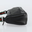 GUCCI Web Sherry Line Accessory Pouch Canvas Black Silver Red 92820 Auth hk3082-4