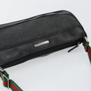 GUCCI Web Sherry Line Accessory Pouch Canvas Black Silver Red 92820 Auth hk3082-6