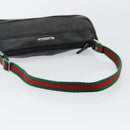 GUCCI Web Sherry Line Accessory Pouch Canvas Black Silver Red 92820 Auth hk3082-7