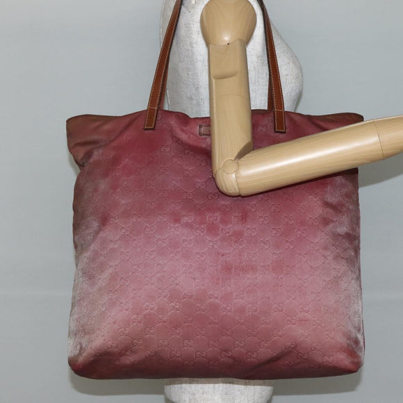 GUCCI GG Canvas Tote Bag Nylon Pink Gold 295252 Auth hk3085