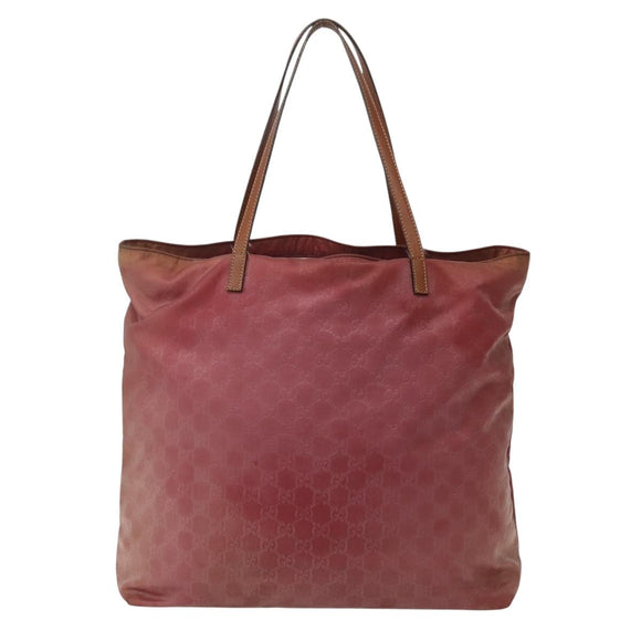 GUCCI GG Canvas Tote Bag Nylon Pink Gold 295252 Auth hk3085