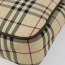 BURBERRY Nova Check Shoulder Bag Canvas Beige Silver Auth hk3087-10