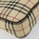 BURBERRY Nova Check Shoulder Bag Canvas Beige Silver Auth hk3087-11