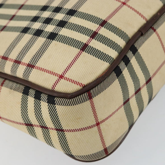 BURBERRY Nova Check Shoulder Bag Canvas Beige Silver Auth hk3087