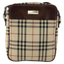 BURBERRY Nova Check Shoulder Bag Canvas Beige Silver Auth hk3087-2