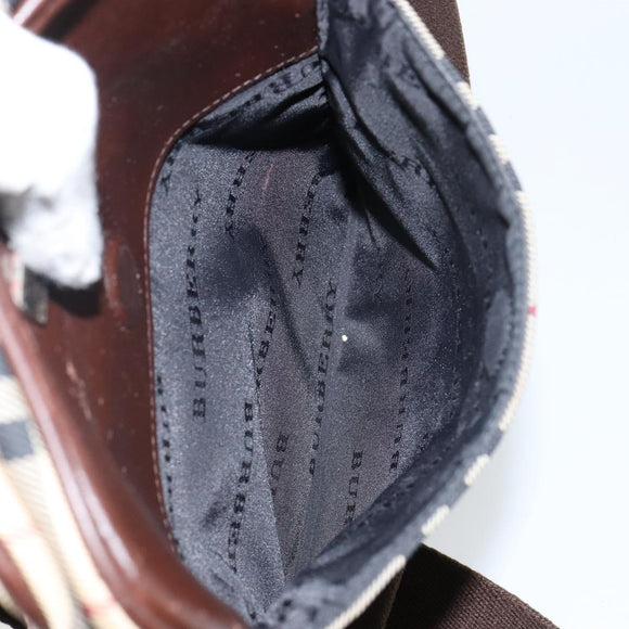 BURBERRY Nova Check Shoulder Bag Canvas Beige Silver Auth hk3087