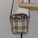 BURBERRY Nova Check Shoulder Bag Canvas Beige Silver Auth hk3087-21