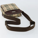 BURBERRY Nova Check Shoulder Bag Canvas Beige Silver Auth hk3087-7