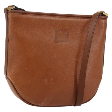 Burberrys Shoulder Bag Leather Brown Gold Auth hk3089