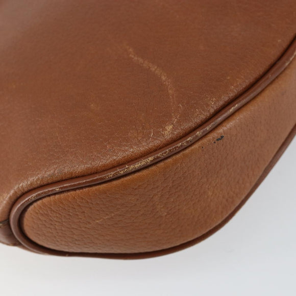 Burberrys Shoulder Bag Leather Brown Gold Auth hk3089