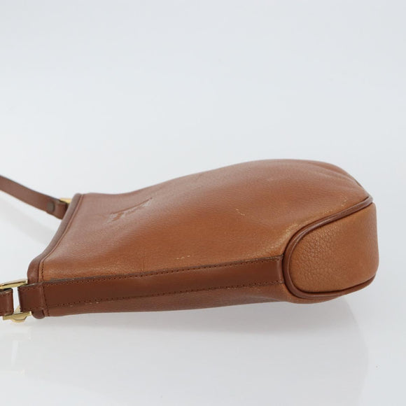 Burberrys Shoulder Bag Leather Brown Gold Auth hk3089