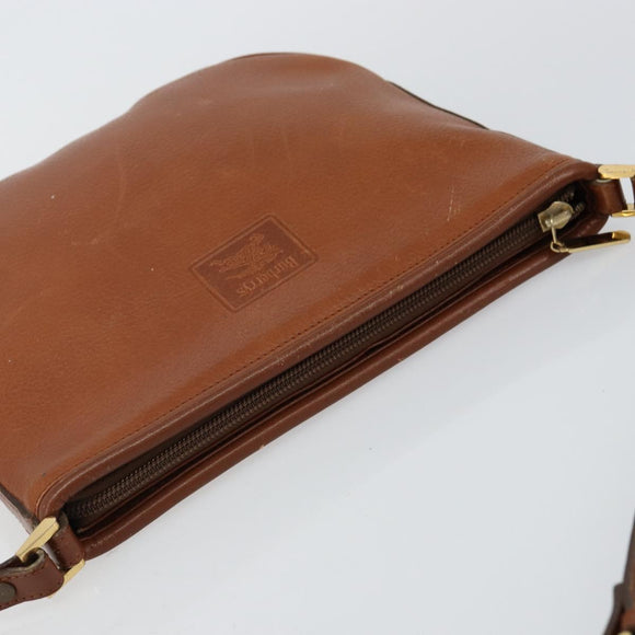 Burberrys Shoulder Bag Leather Brown Gold Auth hk3089
