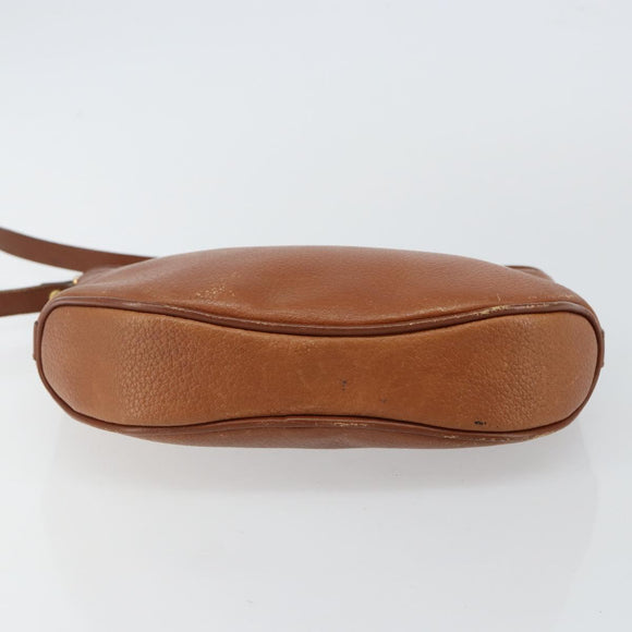 Burberrys Shoulder Bag Leather Brown Gold Auth hk3089