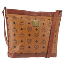 MCM Logogram Vicetos Shoulder Bag PVC Leather Brown Gold Auth hk3092-1