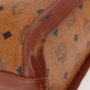 MCM Logogram Vicetos Shoulder Bag PVC Leather Brown Gold Auth hk3092-9