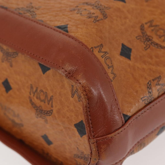 MCM Logogram Vicetos Shoulder Bag PVC Leather Brown Gold Auth hk3092