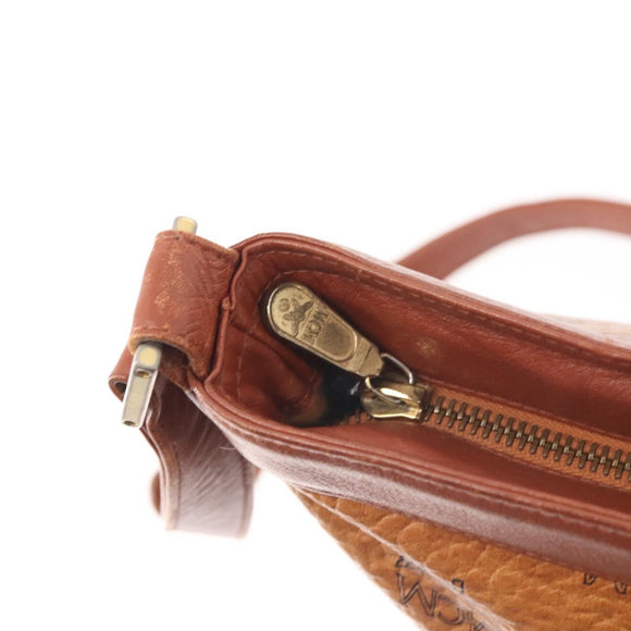 MCM Logogram Vicetos Shoulder Bag PVC Leather Brown Gold Auth hk3092
