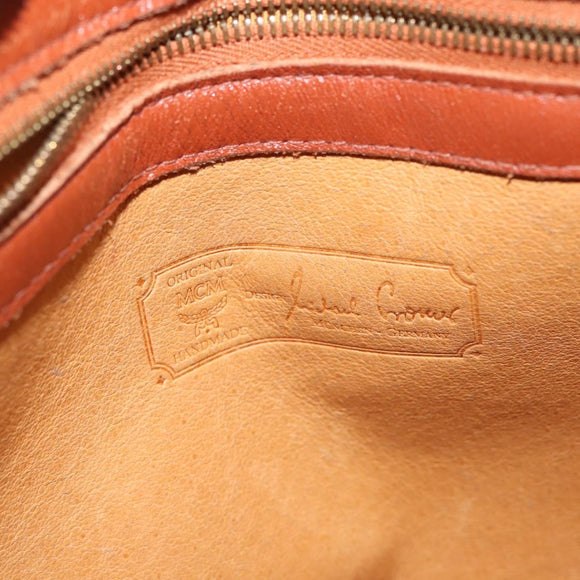 MCM Logogram Vicetos Shoulder Bag PVC Leather Brown Gold Auth hk3092