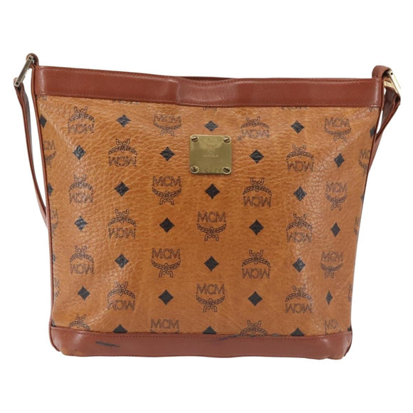 MCM Logogram Vicetos Shoulder Bag PVC Leather Brown Gold Auth hk3092