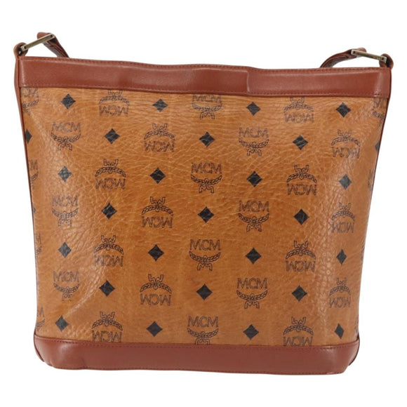 MCM Logogram Vicetos Shoulder Bag PVC Leather Brown Gold Auth hk3092