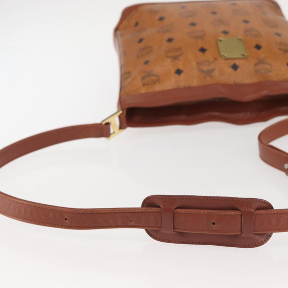 MCM Logogram Vicetos Shoulder Bag PVC Leather Brown Gold Auth hk3092