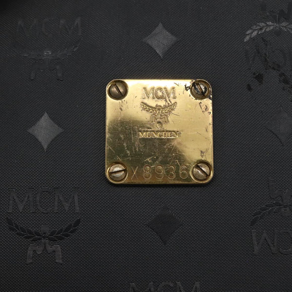 MCM Vicetos Logogram Shoulder Bag PVC Leather Black Gold Auth hk3093