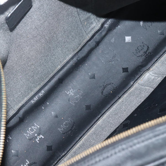 MCM Vicetos Logogram Shoulder Bag PVC Leather Black Gold Auth hk3093