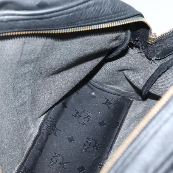 MCM Vicetos Logogram Shoulder Bag PVC Leather Black Gold Auth hk3093