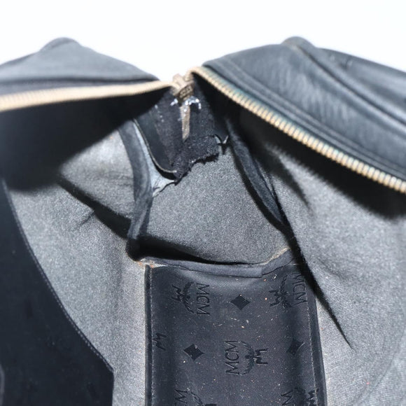 MCM Vicetos Logogram Shoulder Bag PVC Leather Black Gold Auth hk3093