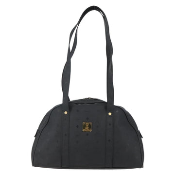 MCM Vicetos Logogram Shoulder Bag PVC Leather Black Gold Auth hk3093 - 0