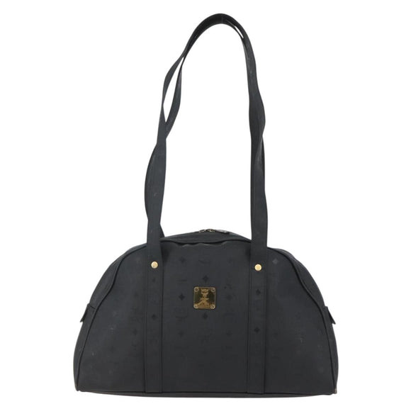 MCM Vicetos Logogram Shoulder Bag PVC Leather Black Gold Auth hk3093