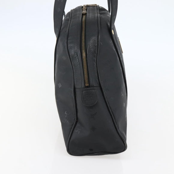 MCM Vicetos Logogram Shoulder Bag PVC Leather Black Gold Auth hk3093