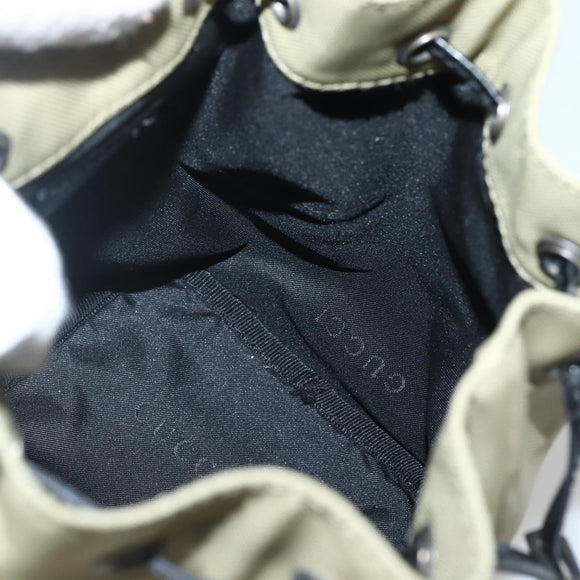 GUCCI Drawstring Pouch Nylon Beige 039 0973 Auth hk3094