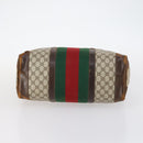 GUCCI GG Supreme Web Sherry Line Boston Bag PVC Beige Gold Red Auth hk3095-5
