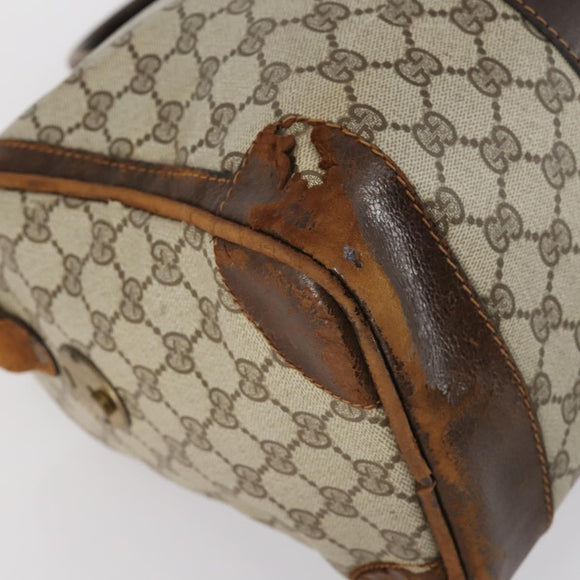 GUCCI GG Supreme Web Sherry Line Boston Bag PVC Beige Gold Red Auth hk3095